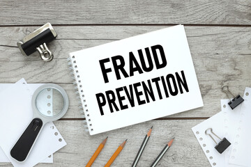 FRAUD PREVENTION . Business services metaphor and law enforcement concept for countermeasures to...