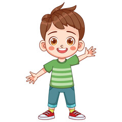 Vector little boy waving hand