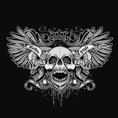 Fototapeta premium Gothic sign with skull, grunge vintage design t shirts
