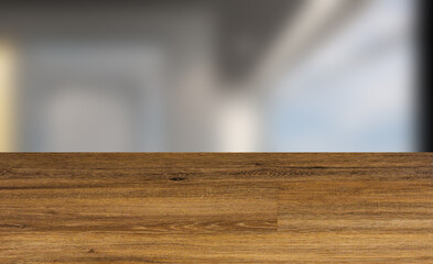 Modern meeting room. 3D rendering.. Mockup.   Empty paintings, Background with empty wooden table. Flooring.