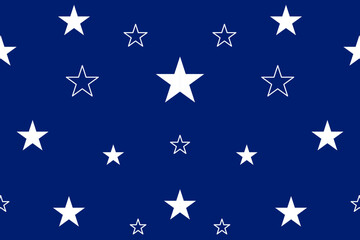 Seamless Pattern Stars on Blue Background Night Space Wallpaper Vector Illustration Simple White Star Textile Fabric Printable 