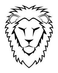 Line art vector logo icon symbols of smart Lion head or face drawing in black and white