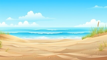 Fototapeta na wymiar illustration of a beach with sand and sea view. Generative ai