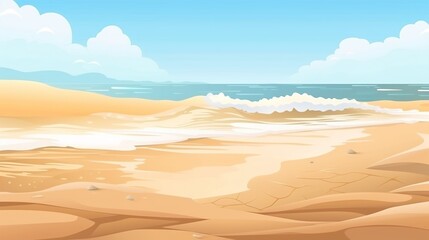 Fototapeta na wymiar illustration of a beach with sand and sea view. Generative ai