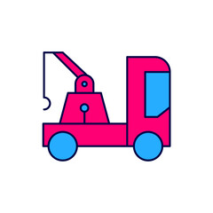 Filled outline Tow truck icon isolated on white background. Vector