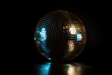 Disco Ball On Black Background. Generative AI