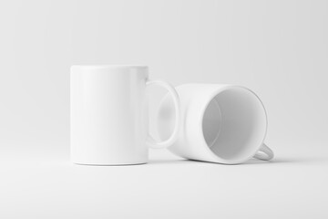 Ceramic Mug Cup For Coffee Tea White Blank 3D Rendering Mockup