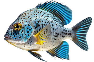 Exotic fish png - transparent background, tropical fish, isolated, generative ai	
