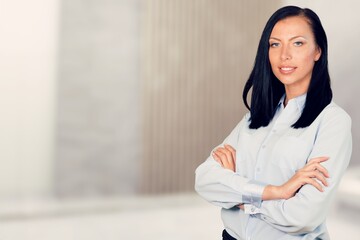 Happy beautiful young business woman