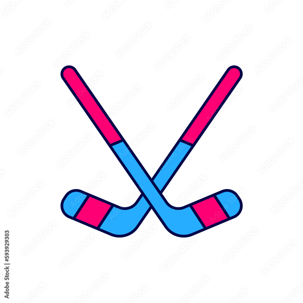 Canvas Prints filled outline ice hockey sticks icon isolated on white background. vector