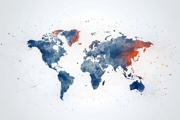 Global Map Data Points  Heat Map for  Global Business. AI-Generated 