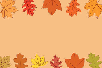 Falling golden autumn leaves. Vector illustration of a bright colorful autumn background