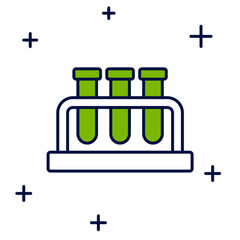 Filled outline Test tube and flask chemical laboratory test icon isolated on white background. Laboratory glassware sign. Vector