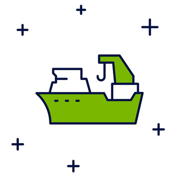 recommend clip art: Filled outline Fishing boat icon isolated on white background. Fishing trawler. Vector