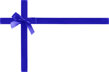 Blue gift bow and ribbon on a transparent background