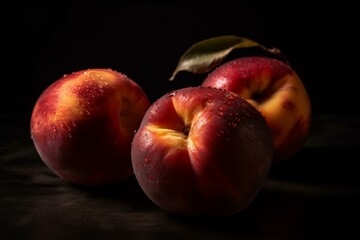 Fototapeta na wymiar Isolated cut nectarine peaches. Generative AI