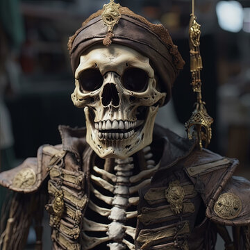 Funny Pirate Skeleton. Generative AI.