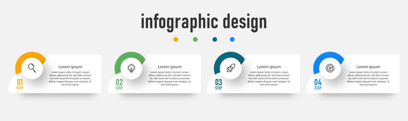 Infographic modern business template with icons and 4 options or steps. Can be used for process diagram, presentations, workflow layout, banner, flow chart,
 - obrazy, fototapety, plakaty
