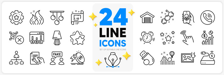Fototapeta na wymiar Icons set of Repair document, Time management and Salary line icons pack for app with Chemical formula, Roller coaster, Star thin outline icon. Fire energy, Architectural plan. Vector