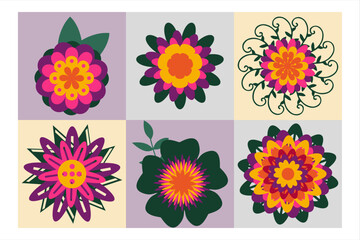 Bright Detailed vector flower clipart with detailed layers