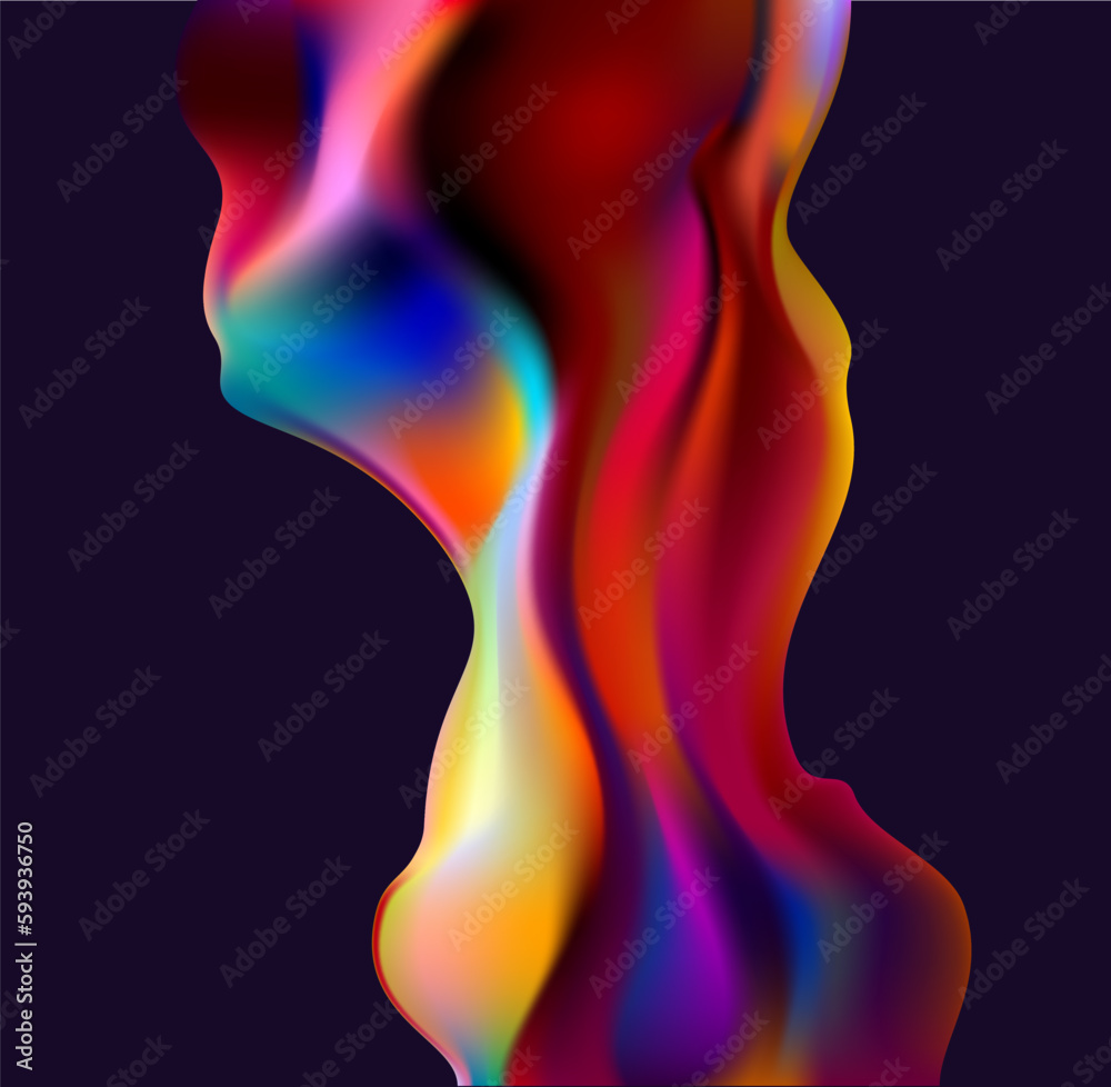 Wall mural abstract liquid holographic shape. colorful fluid design element.