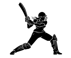 Women's Cricket Sport Action Silhouette