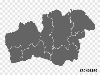 Fototapeta na wymiar Blank map Kronoberg County of Sweden. High quality map Kronoberg County on transparent background for your web site design, logo, app, UI. Sweden. EPS10.
