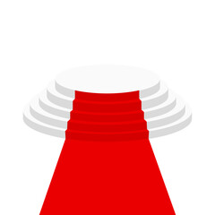 Obraz premium Red carpet award pedestal, flat vector illustration.
