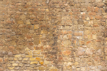 Brick wall architectural background texture (Jerusalem, Israel holy place for tourism, history, archeology). Horizontal image.