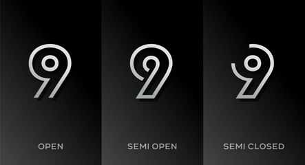 Set of number 9 logo icon design template elements