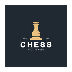 Chess strategy game logo with horse, king, pawn, minister and rook. Logo for chess tournament, chess team, chess championship, chess game application.