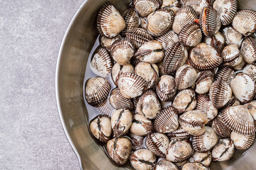 Fresh seafood cockles in a bowl