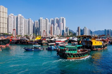 View of the of the harbor in Aberdeen bay - Hong Kong