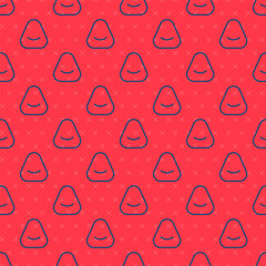 Blue line Pouf icon isolated seamless pattern on red background. Soft chair. Bag for the seat. Comfortable furniture armchair. Vector