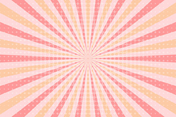 Colorful Pastel Pink Sunburst Pattern Abstract Background With Halftone. Ray. Radial. Multicolored. Vector Illustration
