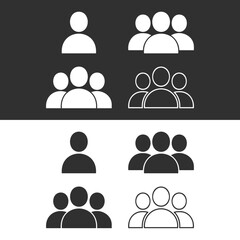 people line icon, group linear pictogram isolated on black