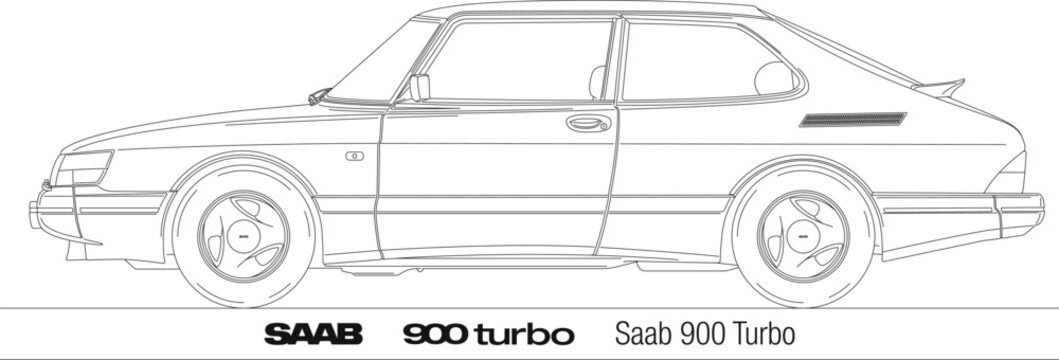 9-3 Turbo X Silhouette Vector File -  Sweden