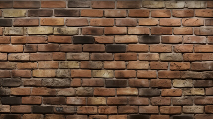 Red brick wall. Texture of old dark brown and red brick wall panoramic backgorund. Al generated