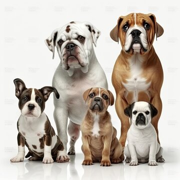 Canine Diversity: Different Breeds of Dogs Sitting Side by Side