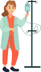 Nurse with medical dropper illustration in color cartoon style. Editable vector graphic design.