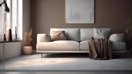 Fototapeta na wymiar Soft sofa on background, illustration. Al generated