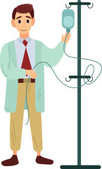 Doctor with medical dropper illustration in color cartoon style. Editable vector graphic design.