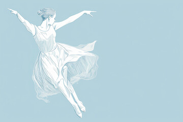 Movement of a dancing woman, watercolor painting, Generative AI