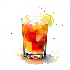Classic alcohol cocktail glasses. Flat illustration style. Generative ai
