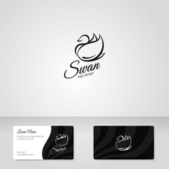 Bird abstract logo template. Vector icon. Business concept. Black swan. Cosmetics beauty health spa fashion themes. Business card template.
