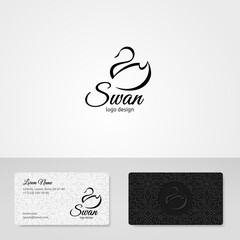 Bird abstract logo template. Vector icon. Business concept. Black swan. Cosmetics beauty health spa fashion themes. Business card template.