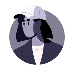 Angry aggressive woman avatar. Female character, evil annoyed face expression, portrait with negative emotion. Grumpy gloomy hooligan. Flat graphic vector illustration isolated on white background