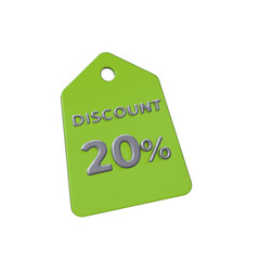 discount price tag 3d render transparent background