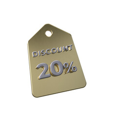discount price tag 3d render transparent background