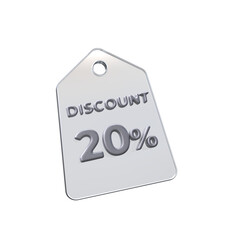discount price tag 3d render transparent background
